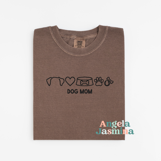Dog Mom Embroidered Comfort Colors Shirt