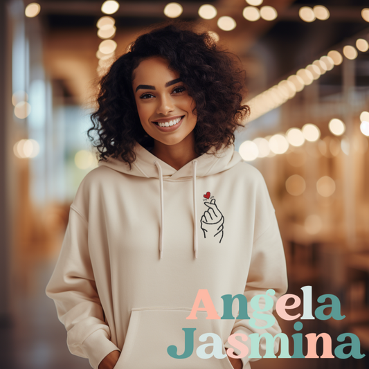 Kdrama Hand Heart Embroidered Hoodie