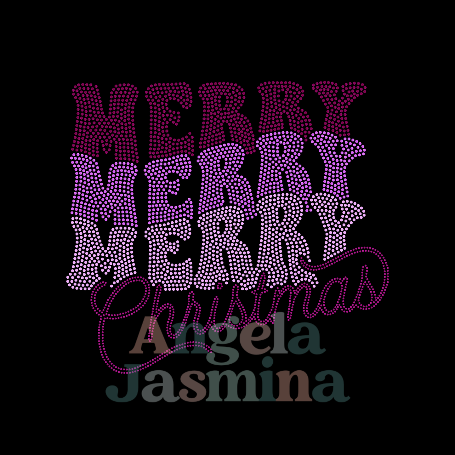 Merry Stacked Pink SPANGLE BLING Transfer