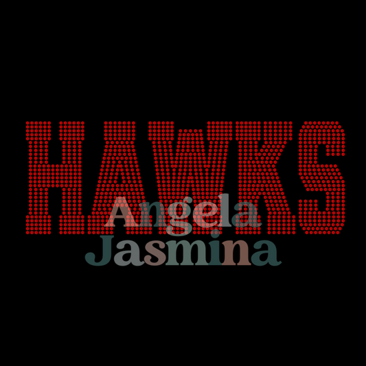 Hawks Straight SINGLE Custom Color SPANGLE Transfer