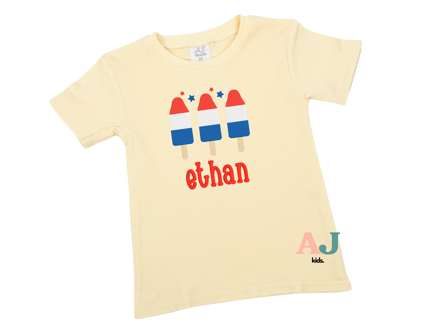4th of July Popsicle Personalized Embroidered Shirt