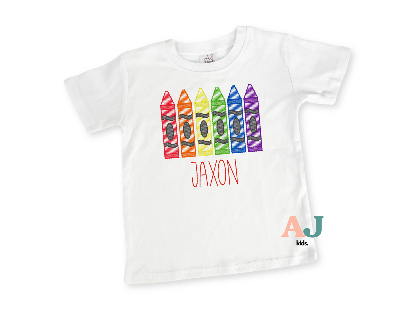 Kids Crayon Back To School Personalized Embroidered Shirt