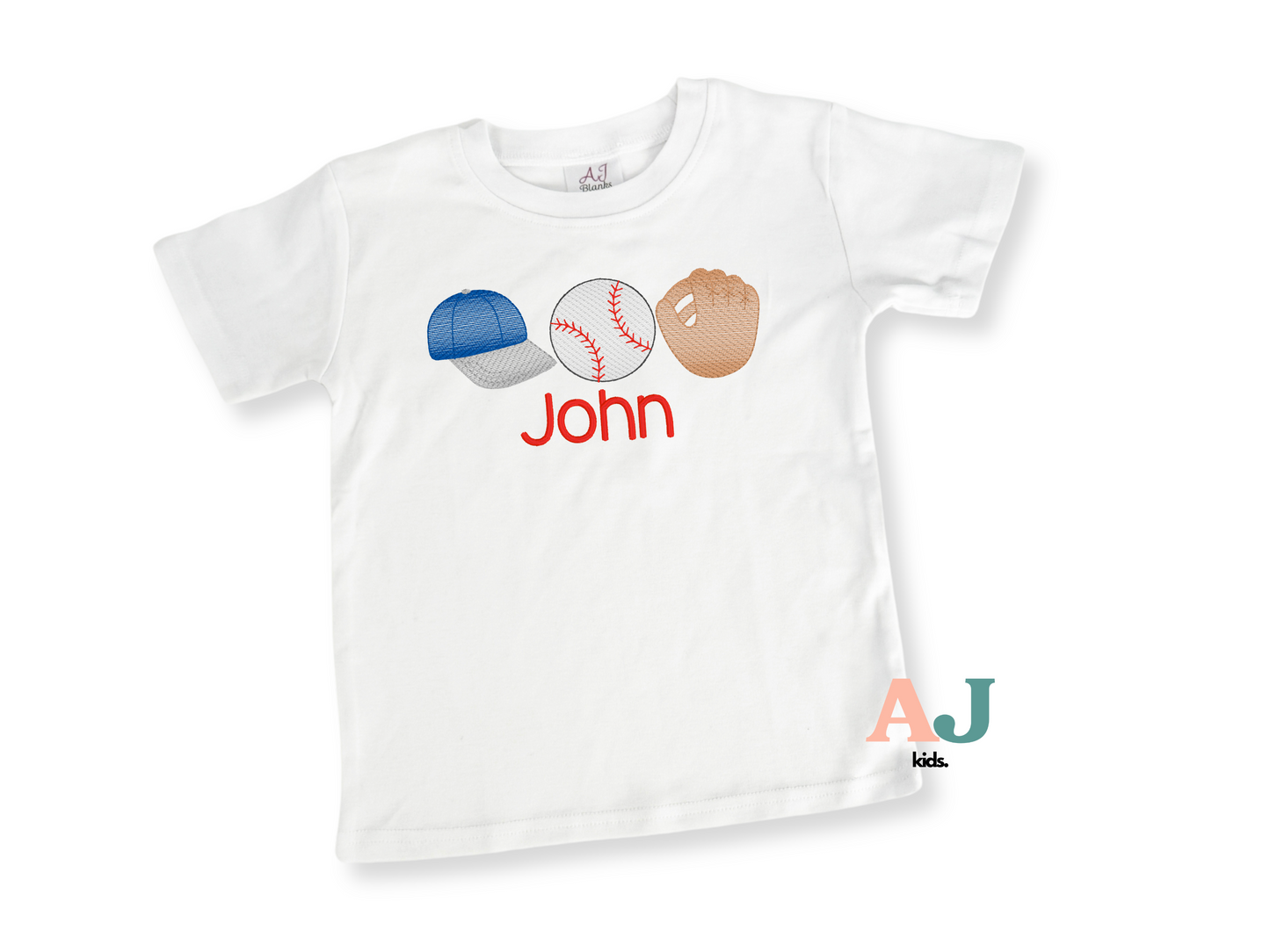 Boys Personalized Baseball Embroidered Shirt