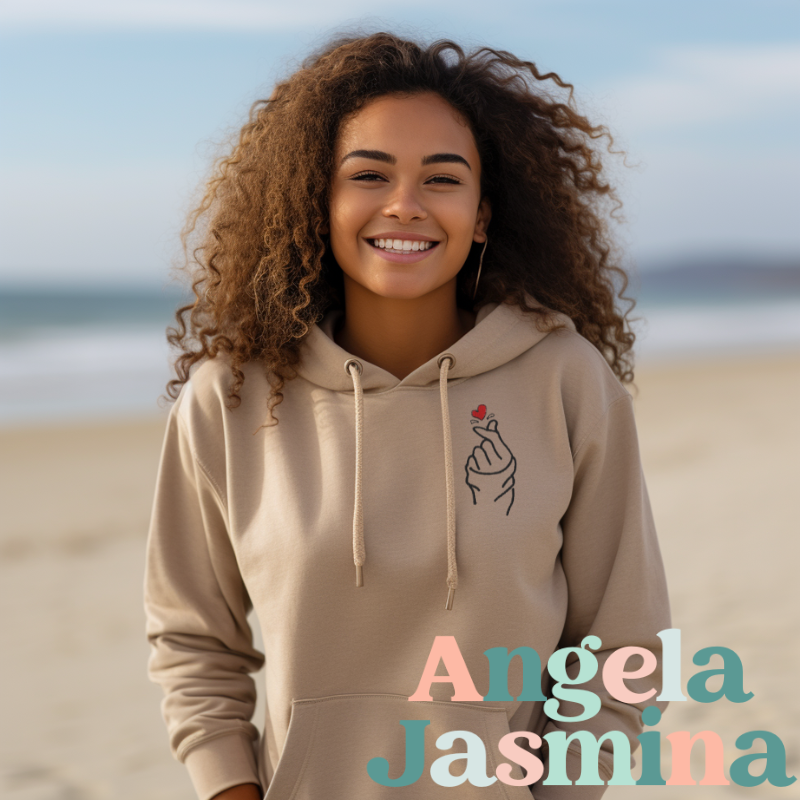 Kdrama Hand Heart Embroidered Hoodie