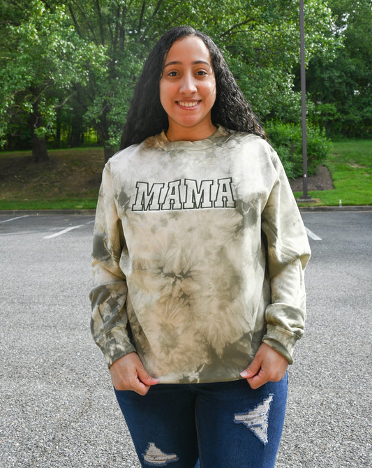 Olive Tie Dye Mama Crewneck Sweatshirt