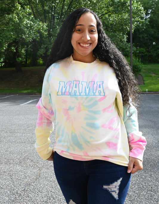 Pastel Tie Dye Mama Crewneck Sweatshirt