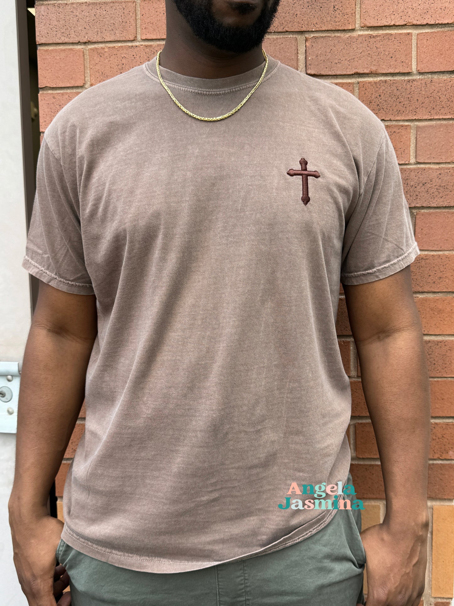 Puff Cross Embroidered Comfort Colors Tee