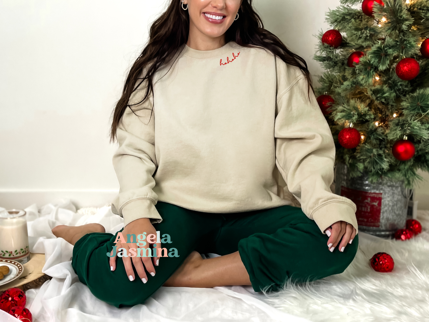 Hohoho Collar Embroidered sweatshirt