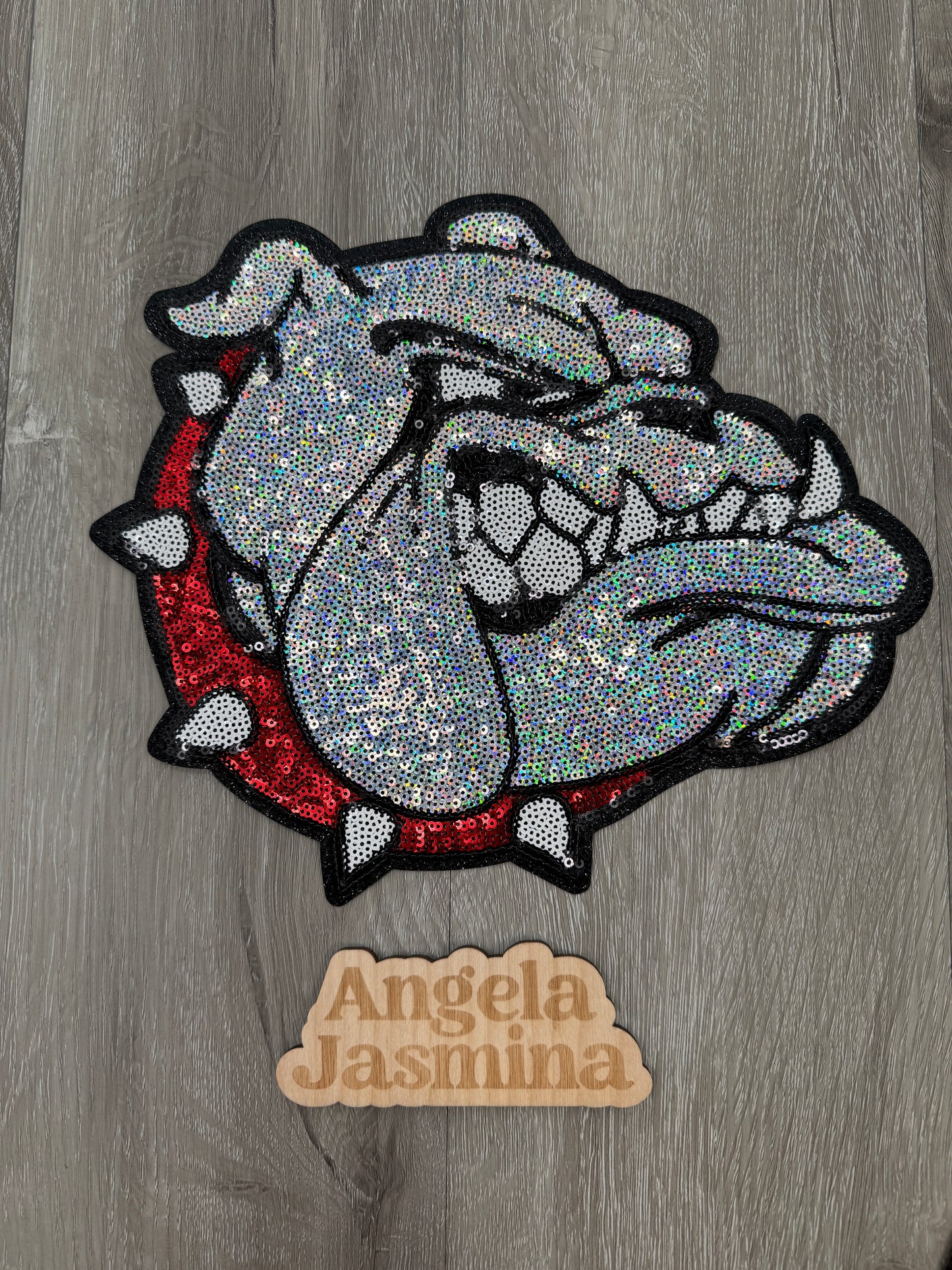 Bulldogs Red Collar Sequins Patch
