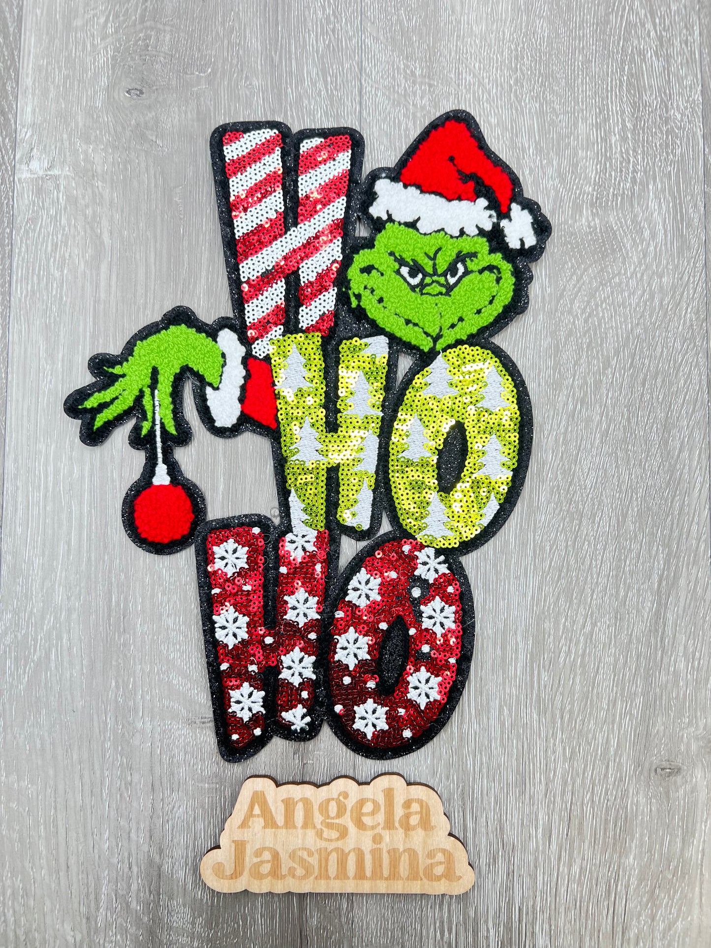 Ho ho ho Green Monster Sequins Patch