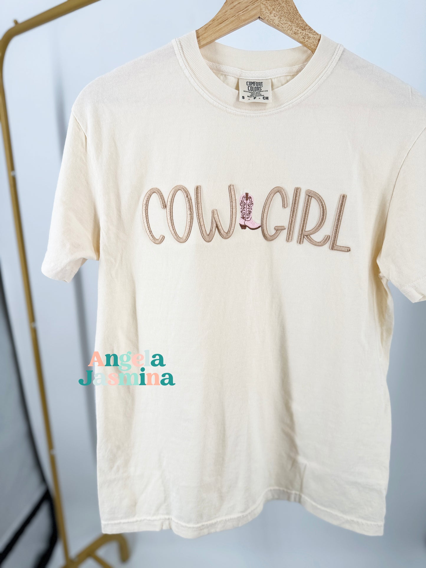 Cow Girl Embroidered Puff Comfort Colors Tee