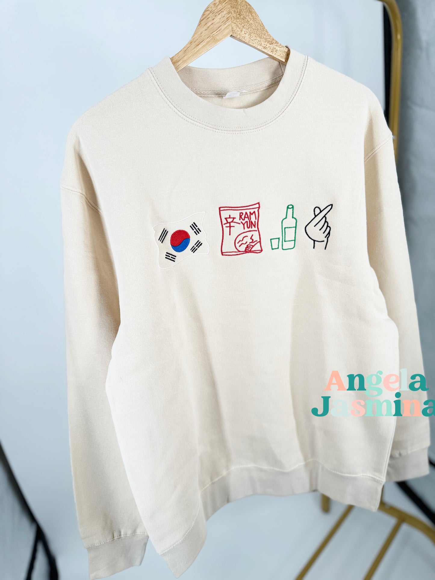 Korean Doodle Embroidered Sweatshirt