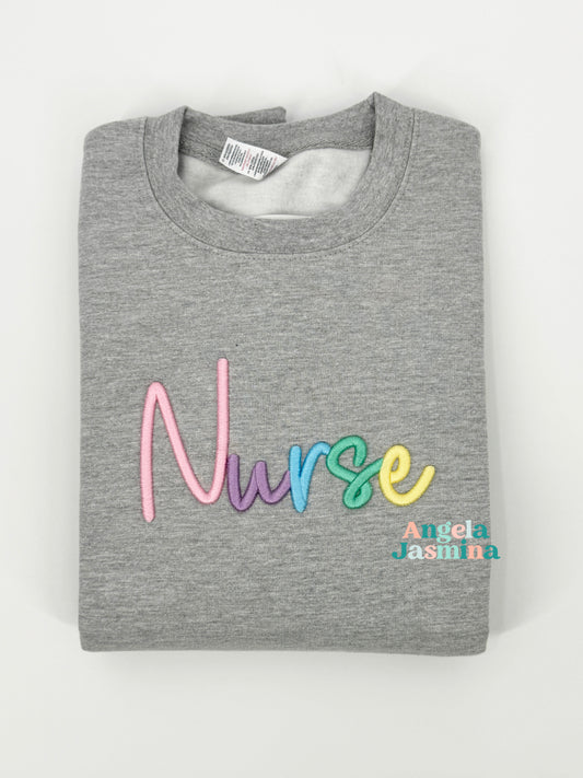 Nurse Embroidered 3d Puff Sweatshirt
