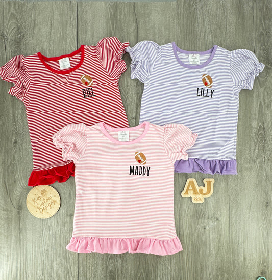 Monogram Me: Stripe Ruffle Football Tee
