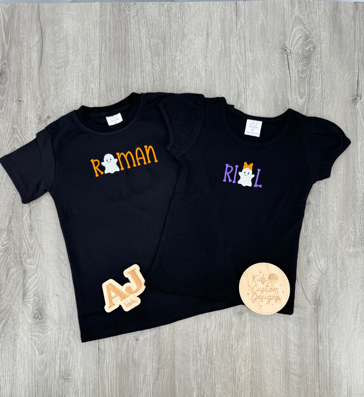 Kids Personalized Halloween Ghost Embroidered Shirt