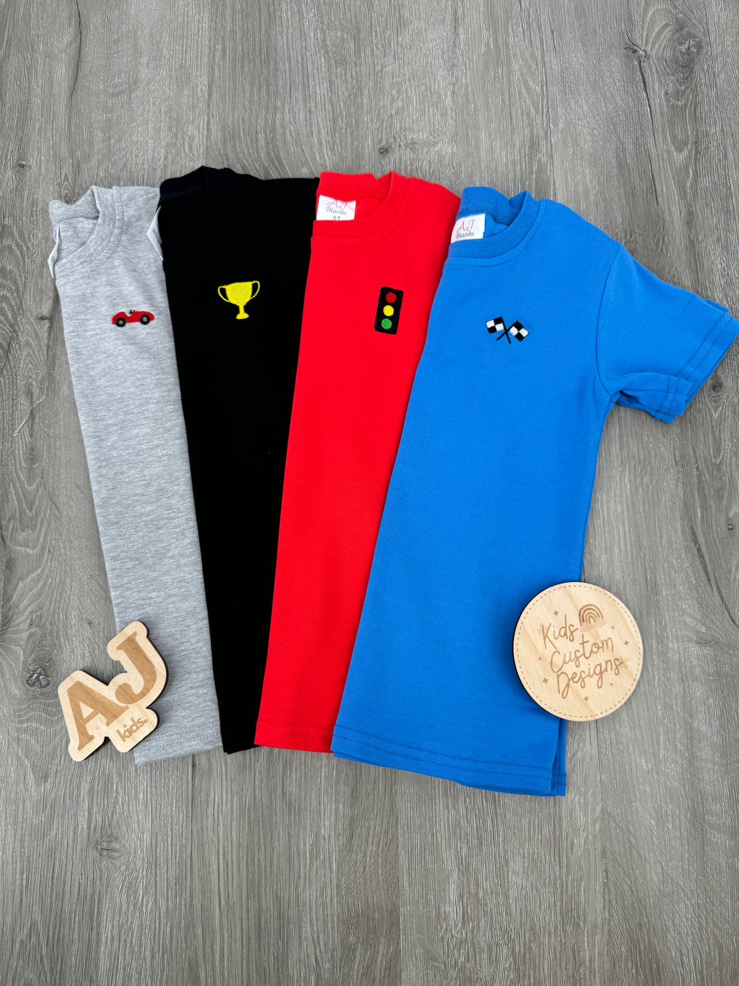 Unisex Embroidered Racing Car 4 Shirt Bundle Set