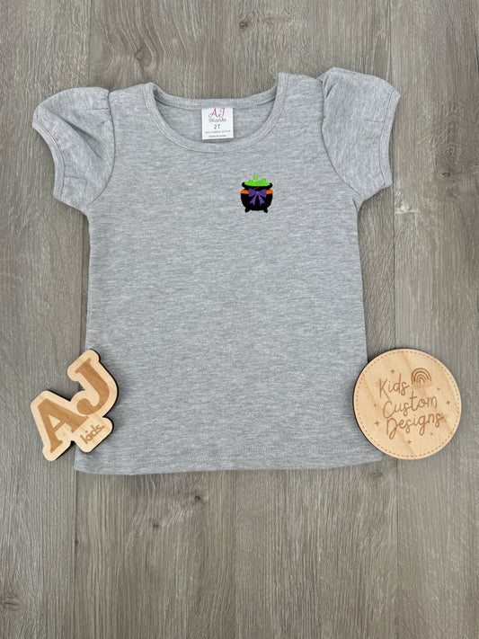 Girls Embroidered Witch's Cauldron Shirt