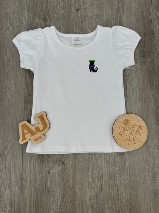 Girls Embroidered Witch's Boot Shirt