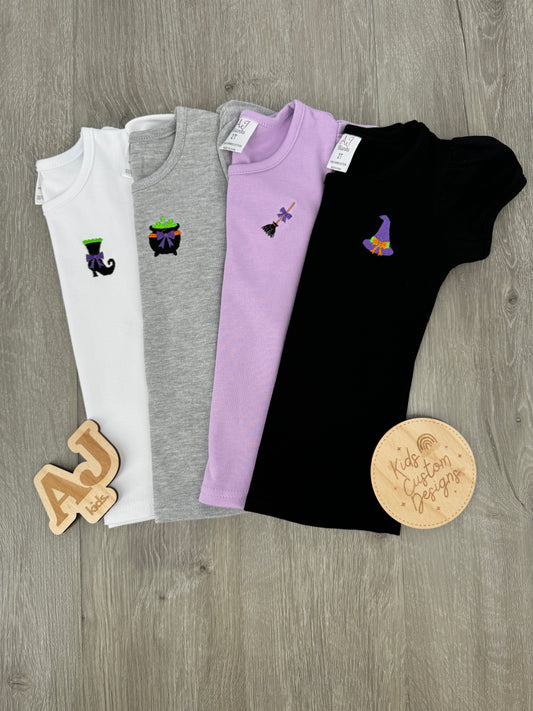 Girls Embroidered Halloween 4 Shirt Bundle Set