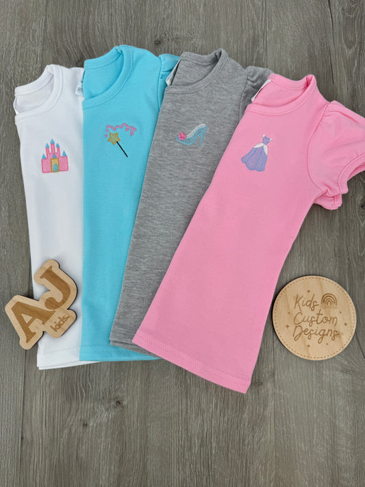 Girls Embroidered Princess 4 Shirt Bundle Set