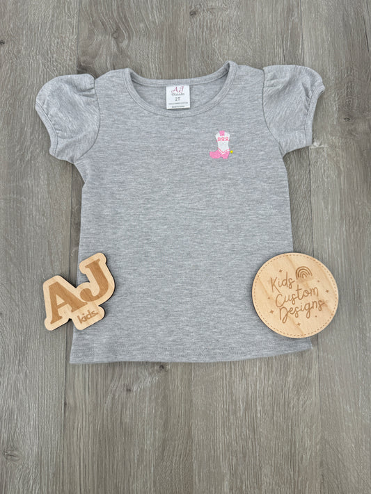 Girls Embroidered Cowgirl Boot Shirt