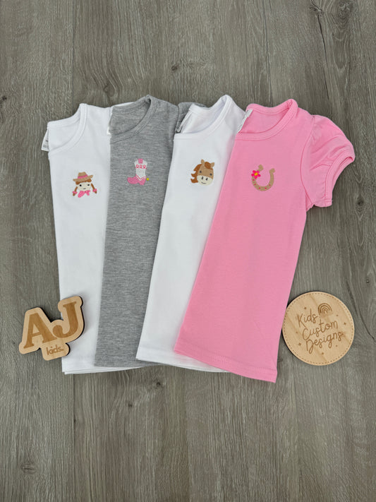 Girls Embroidered Cowgirl 4 Shirt Bundle Set