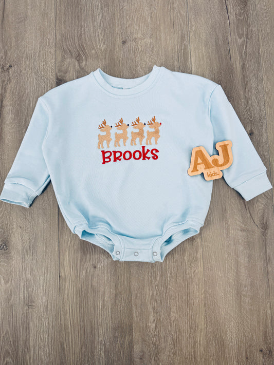 Personalized Reindeer Sweatshirt Bubble Romper