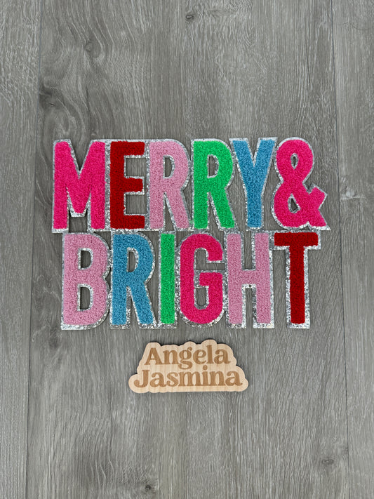 Merry and Bright Rainbow Chenille Patch