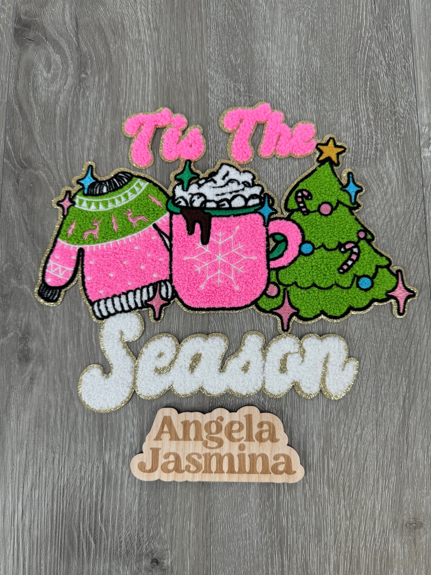 Hot Pink Tis The Season Chenille Patch