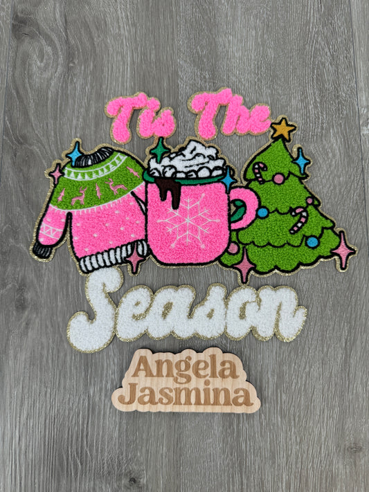 Hot Pink Tis The Season Chenille Patch