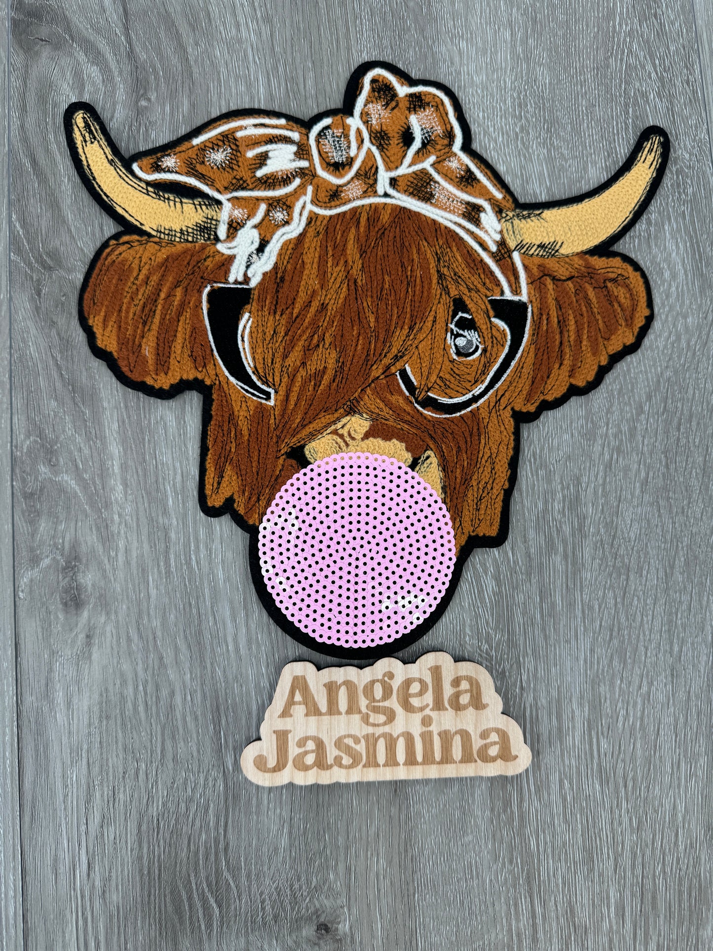 Cow with Bubblegum Sequins Patch