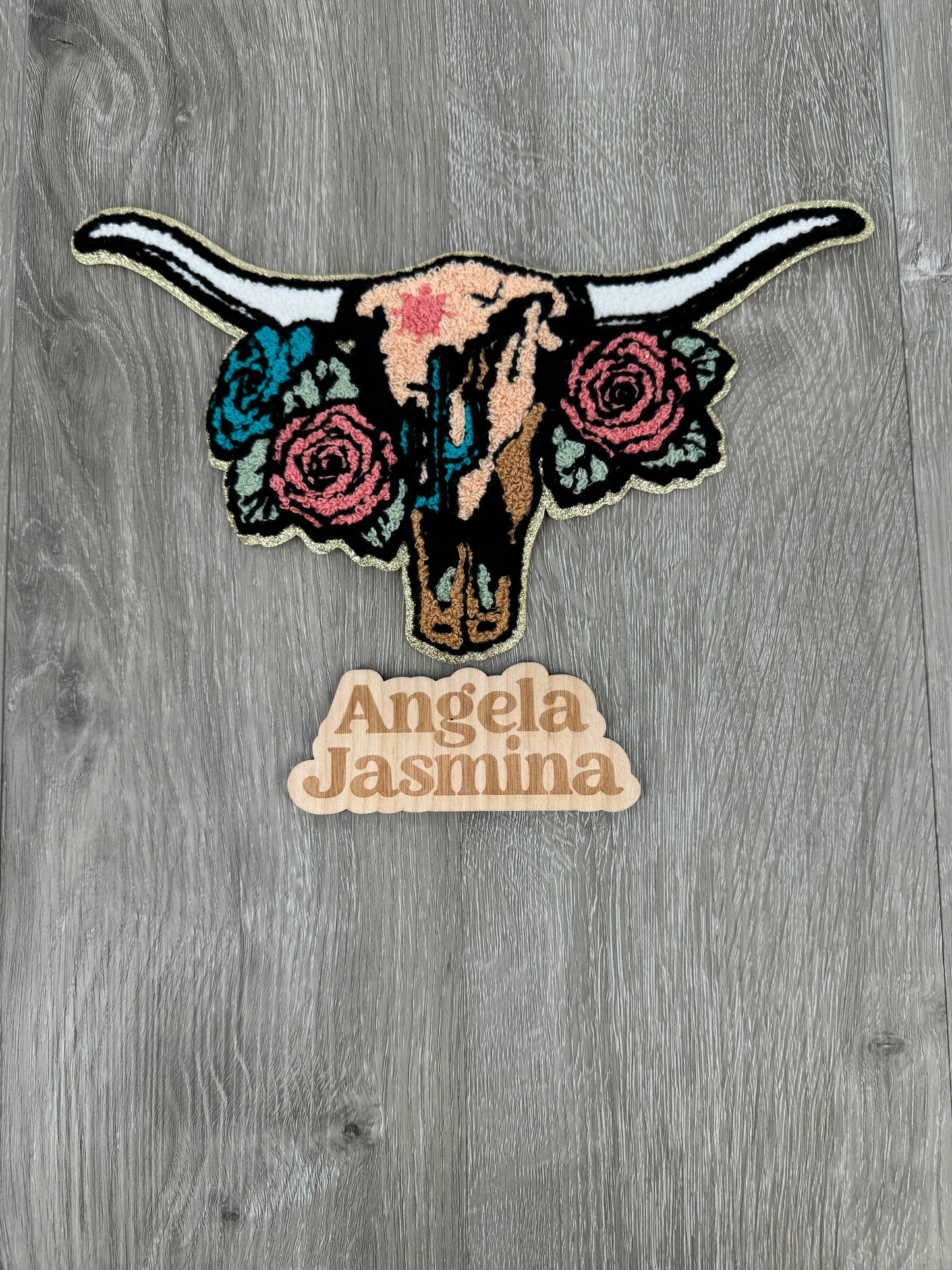 Floral Long Horn Chenille Patch