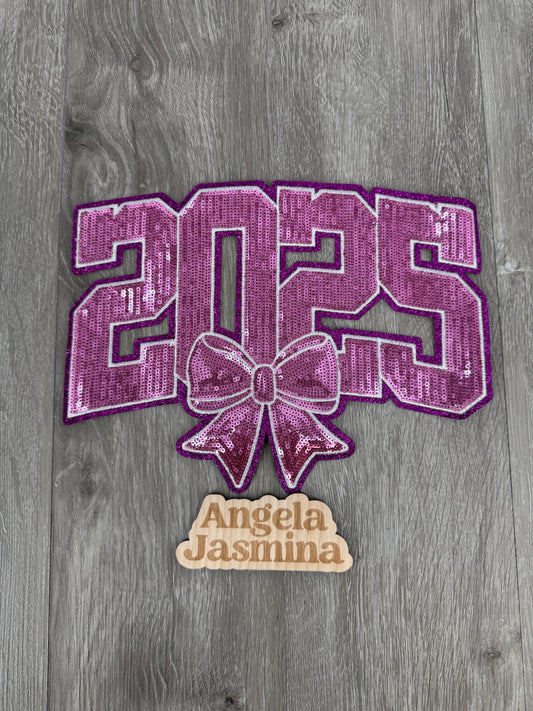 2025 Bow New Year Purple Sequin Patch
