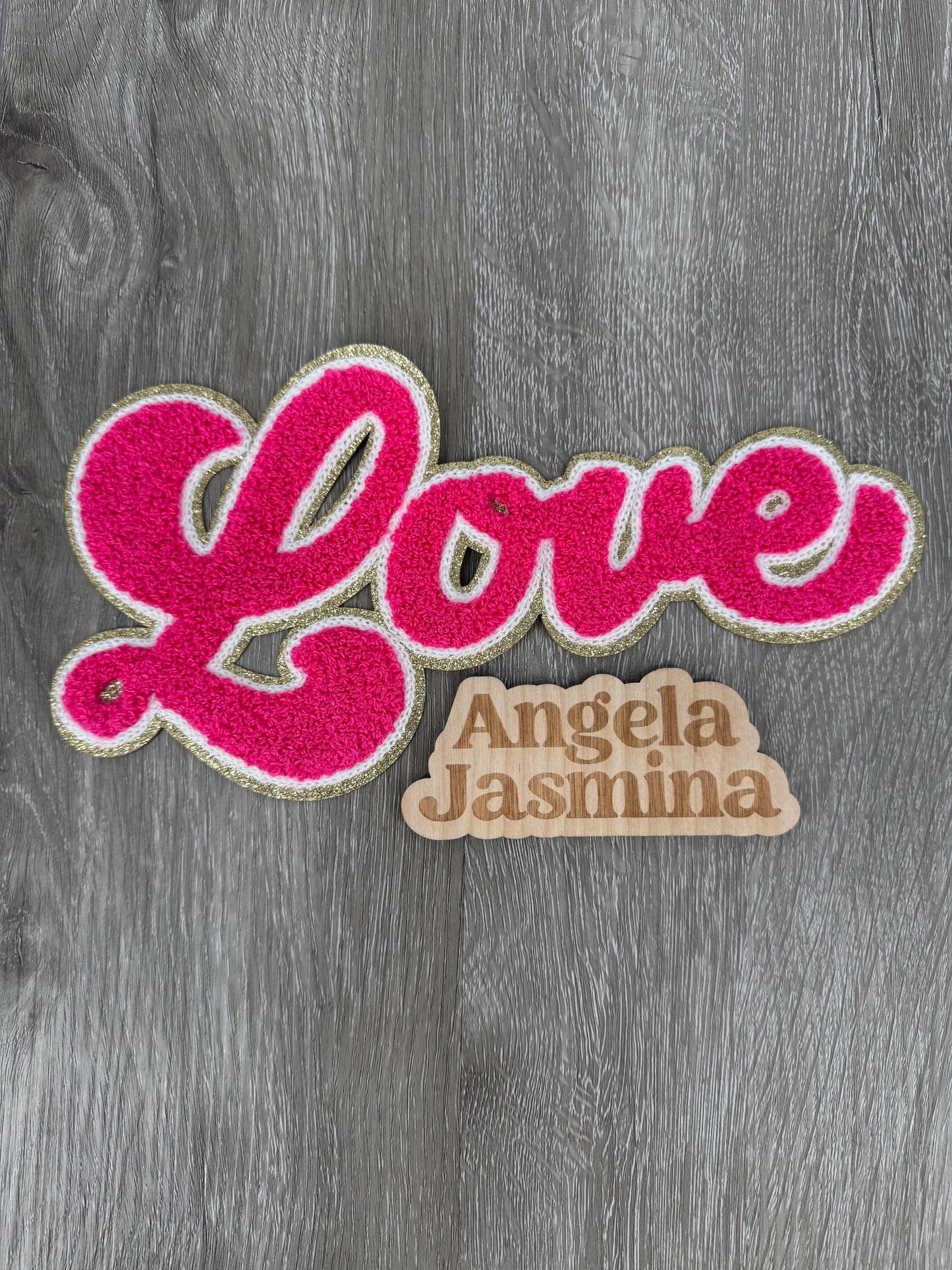 Hot Pink Love Chenille Patch