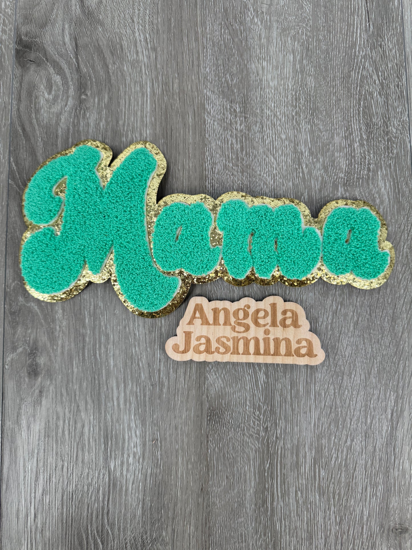 Mama Green Gold Chenille Patch