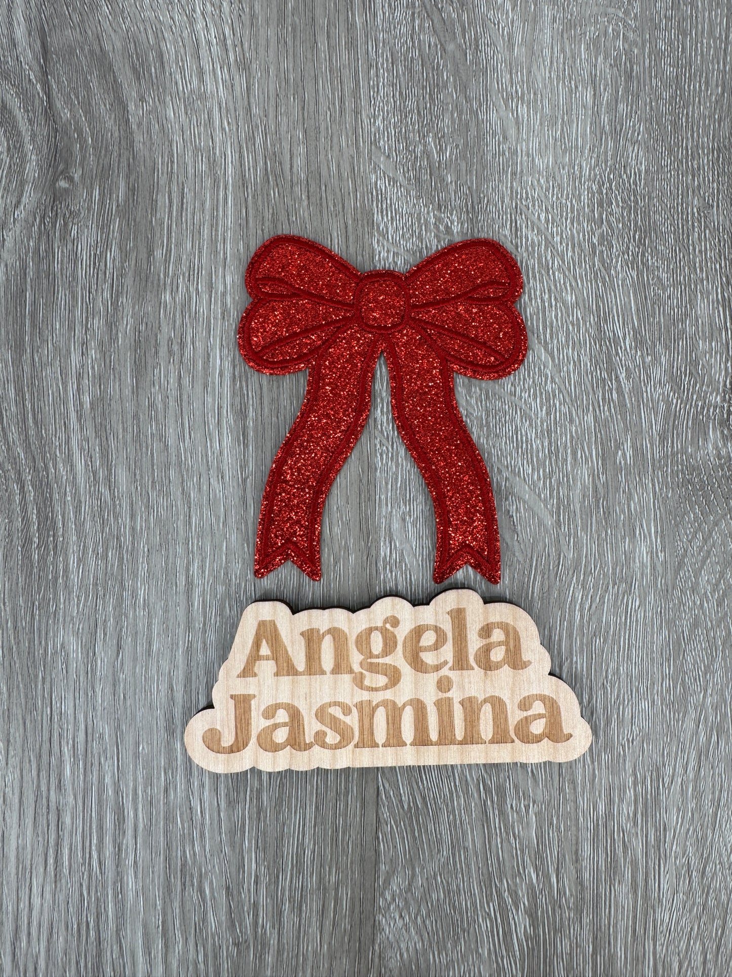 Red Glitter Mini Bow Patch 4 inch