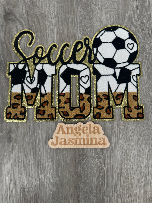 Soccer Mom Cheetah Chenille Patch