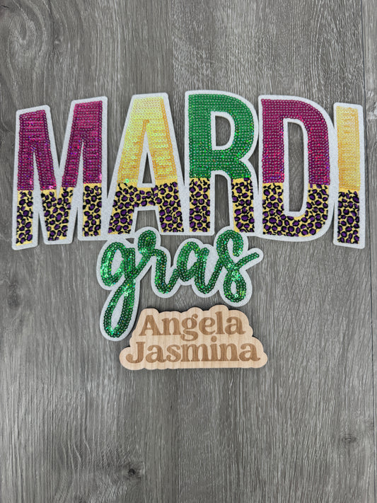 Mardi Gras leopard  Sequins Patch
