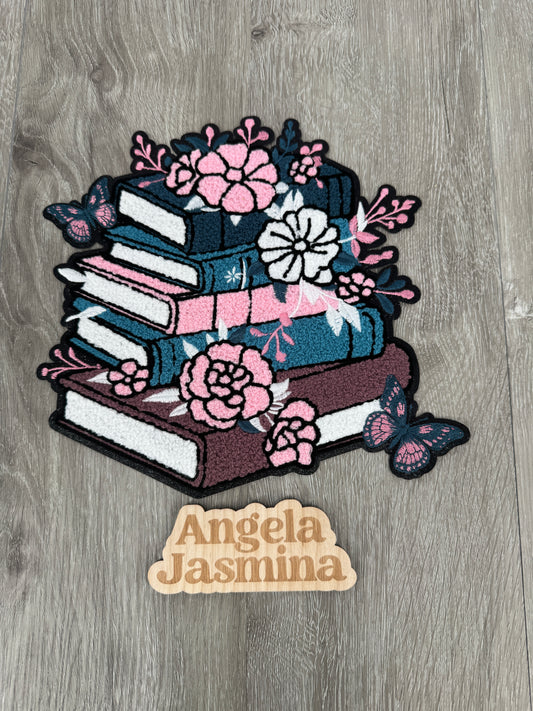 Floral Books Chenille Patch