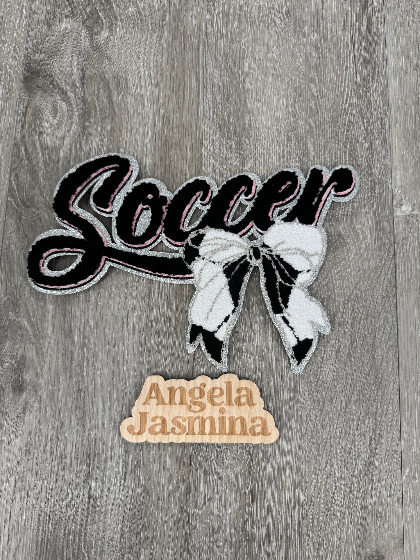 Soccer Bow Chenille Patch