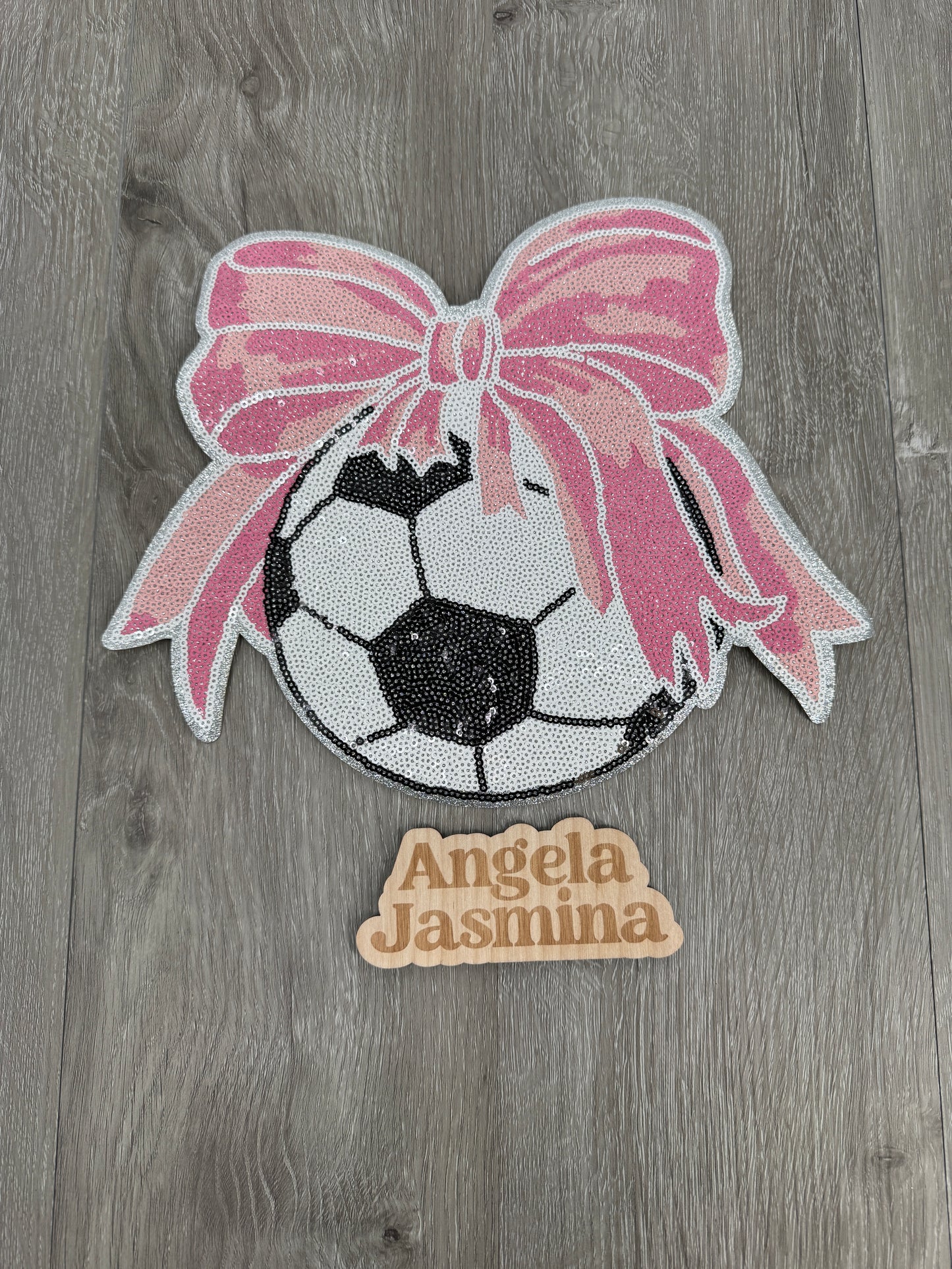 Soccer Bow Sequins Patch