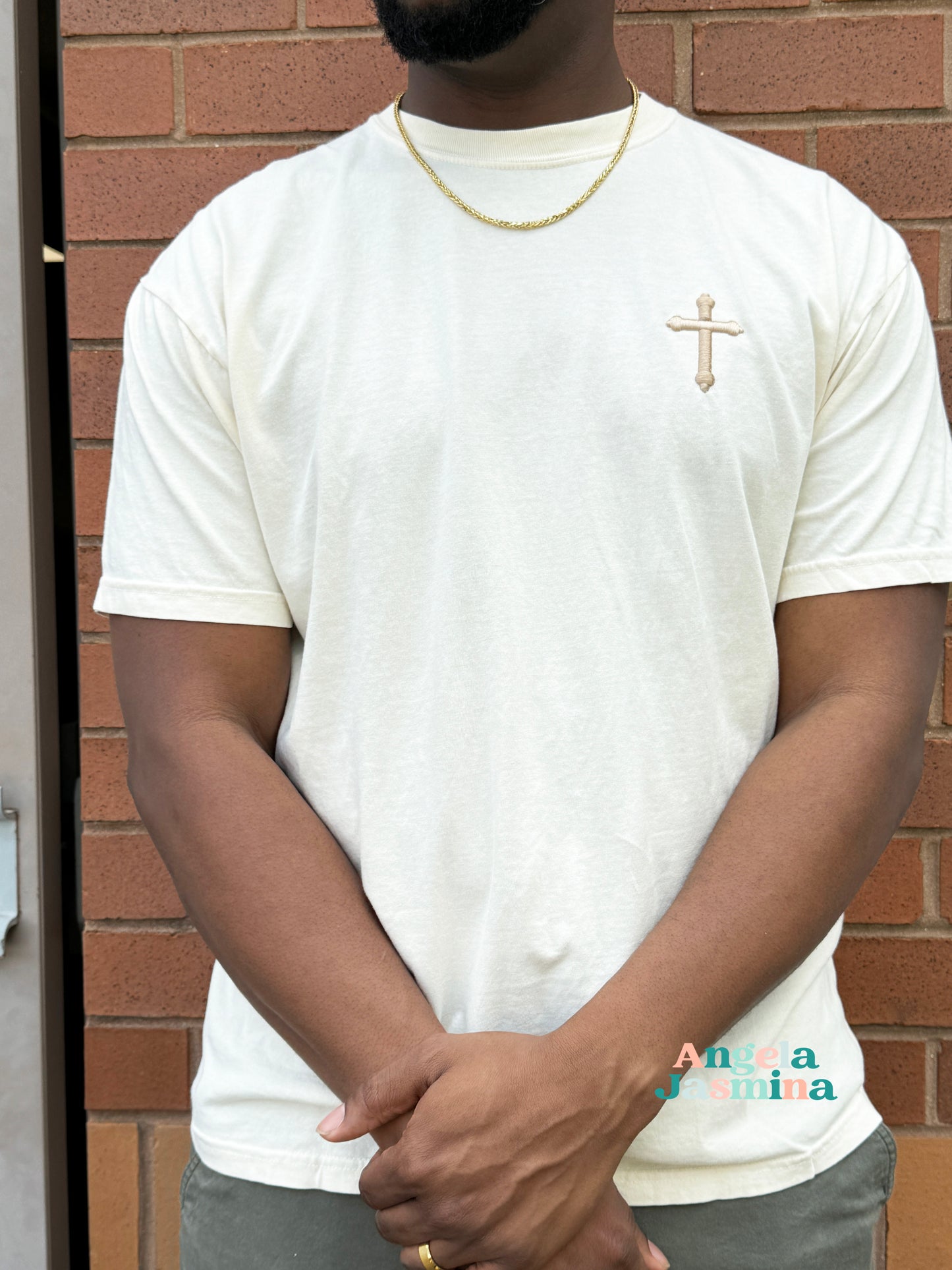 Puff Cross Embroidered Comfort Colors Tee