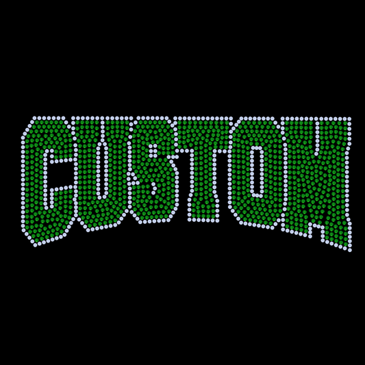 Custom WORD with Outline CURVED SPANGLE ( TWO TRANSFERS )