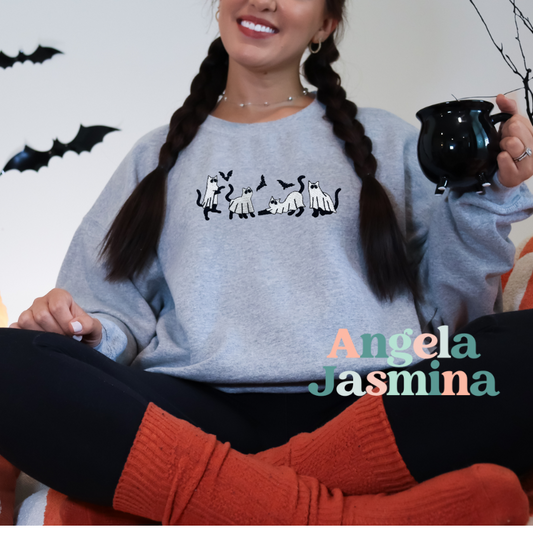 Ghost Cats Embroidered Sweatshirt