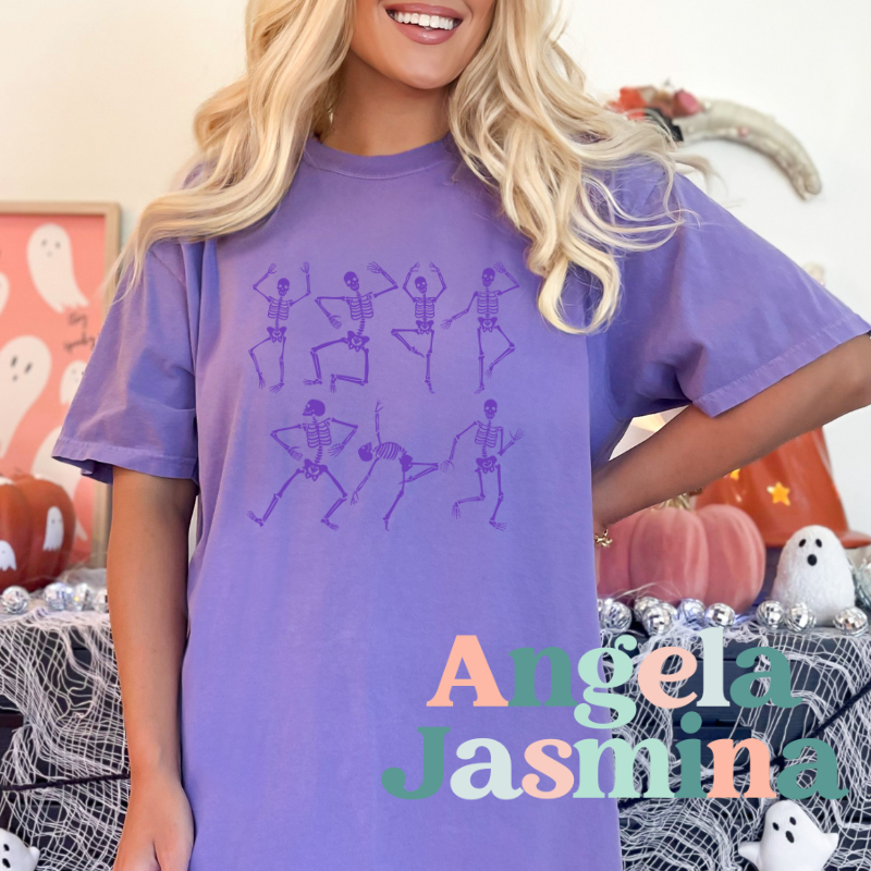 Violet Dancing Skeletons Tee