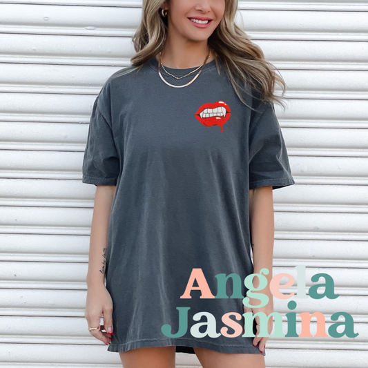 Vampire Lips Embroidered Tee