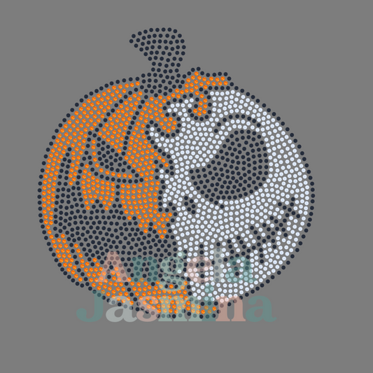 Skeleton Pumpkin SPANGLE BLING Transfer