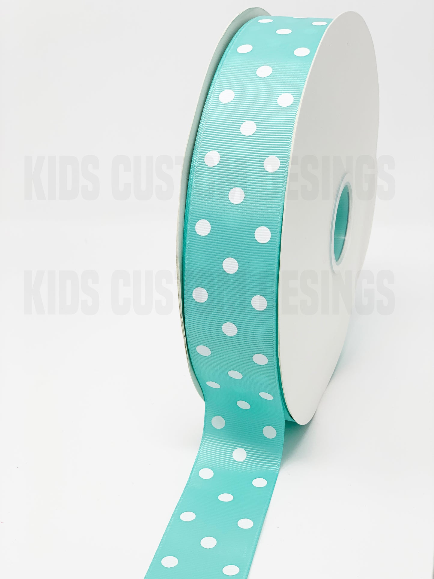 AQUA WITH WHITE POLKA DOT 1.5INCH 100 YD GROSGRAIN RIBBON