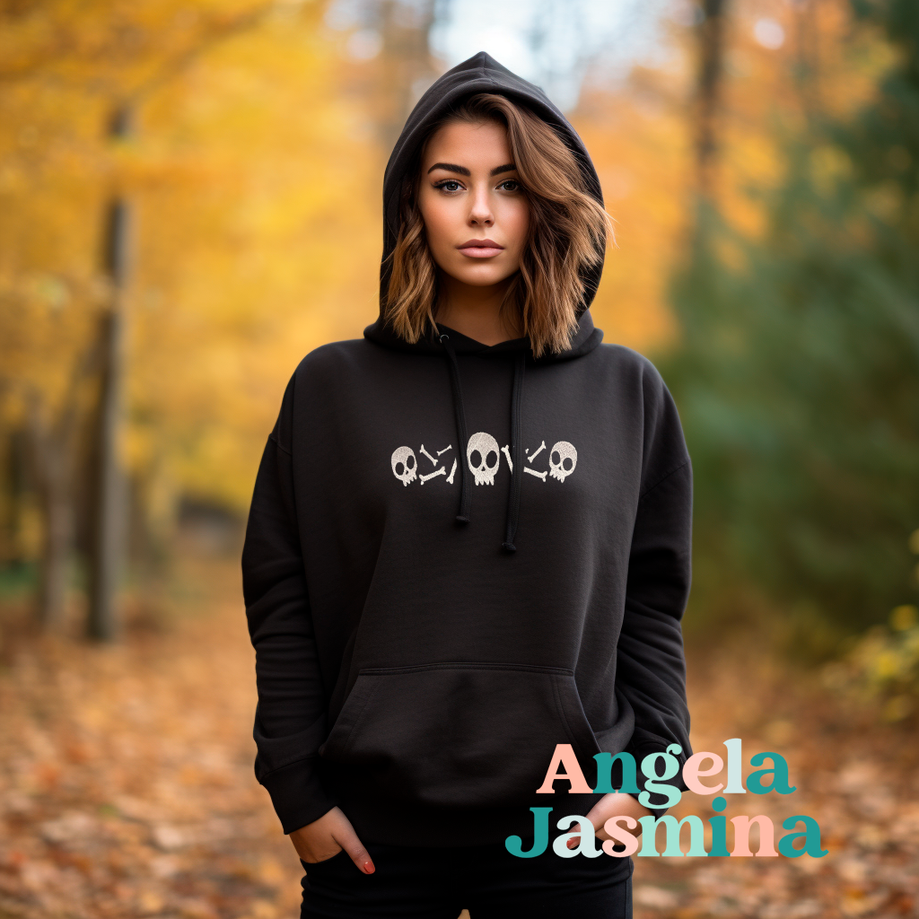 Skull Bones Embroidered Hoodie