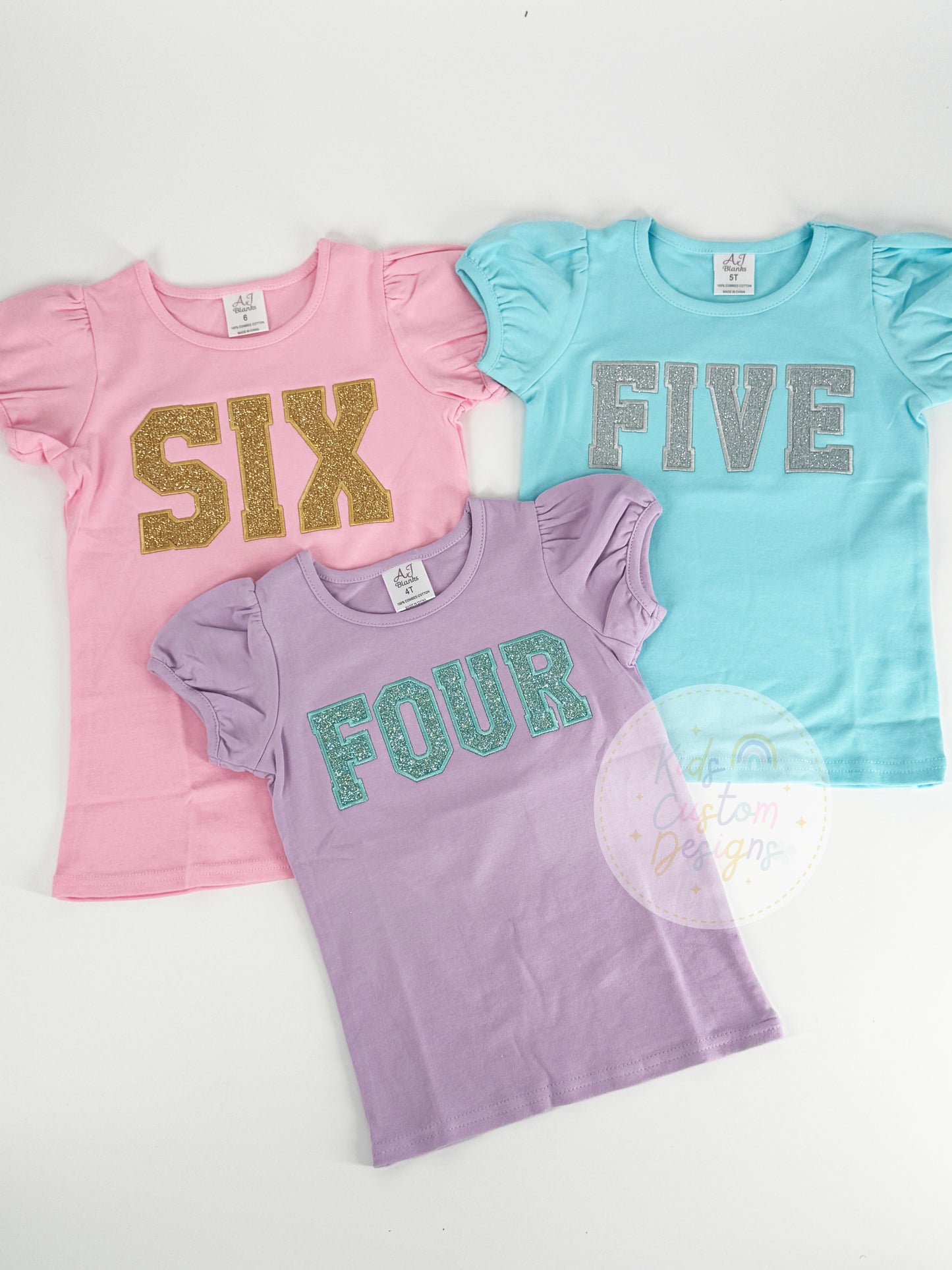 Girls Glitter Number Birthday Shirt